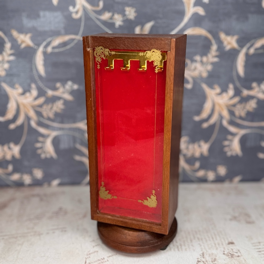 Vintage Wooden Rotating Jewelry Holder Ring & Necklace Display Estate Find